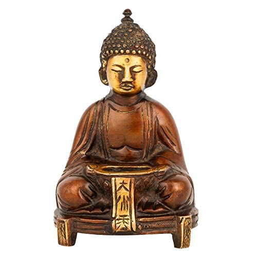 CraftVatika Buddha Statue Tealight Candle Holder Meditating Brass Sculpture Home Decor Gift