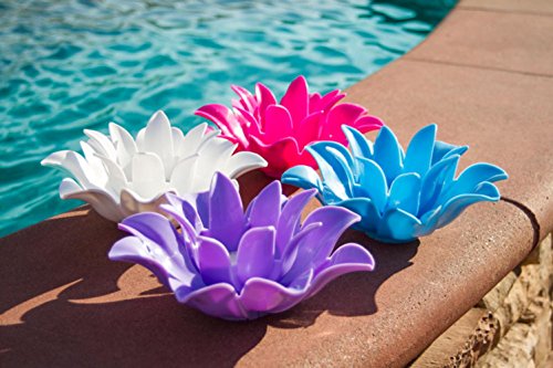 Set of 4 Pink Light Blue Purple and White Floating Lotus Flower Tea Light Candle Holders 975