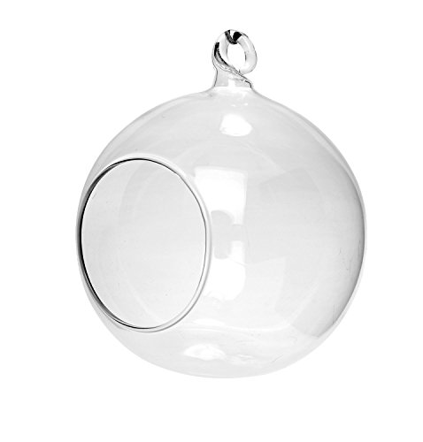 Siyaglass 4 X Hanging Clear Glass Bauble Sphere Ball Candle Tea Light Holder Plant Terrarium 8cm314 inch in Diameter