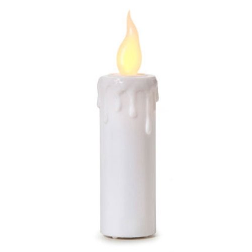 2 Pack-Candle Stick 4 in White Battery Operated Amber Flicker Silicone Bulb