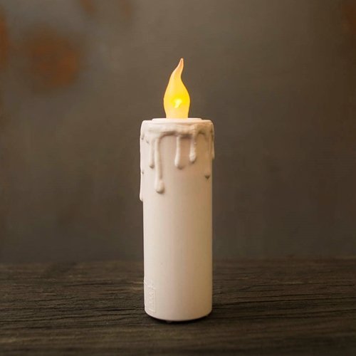 Candle Stick 4 in White Battery Operated Amber Flicker Silicone Bulb - Bulk Pack of 12 Sets