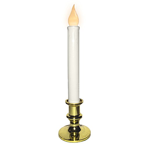 LED Battery Operated Set of 4 White Taper Candle Sticks w Remote-Gold