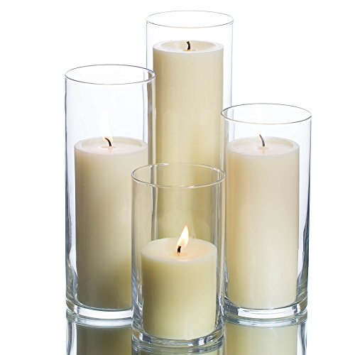 Eastland Cylinder Pillar Holder Richland Pillar Candles Ivory Set of 4