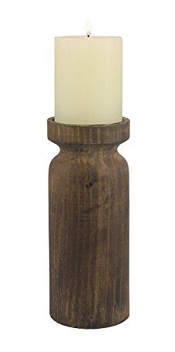 Stonebriar Industrial Wooden Pillar Candle Holder Rustic Decor Accents for Dining Table Coffee Table Mantel or Any Table Top Large