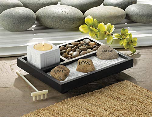 PR Home Gifts Live Love Laugh Miniature Deluxe Zen Sand Garden with Candle Holder