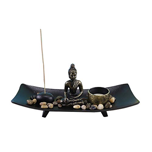 Zen GardenGarden Set Buddha on Wooden Tray with Aromatherapycandleholders Flower and Plant Sand and Pebbles etc