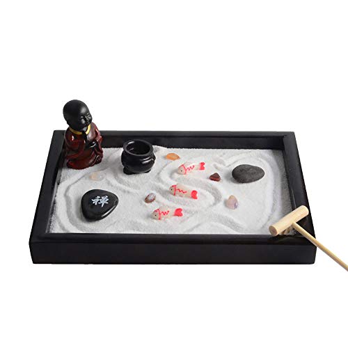 Zen GardenGarden Set Buddha on Wooden Tray with Fishcandleholders Flower and Plant Sand and Pebbles etc