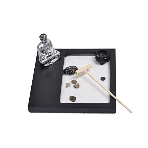 Zen GardenGarden Set Buddha on Wooden Tray with candleholders Flower and Plant Sand and Pebbles etc
