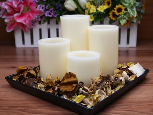 Flameless Candles LED Candles with Remote Control Pillar Real Wax Candles 3-inch 4-inch 5-inch and 6-inch Candles Set of 4 ROUND EDGE