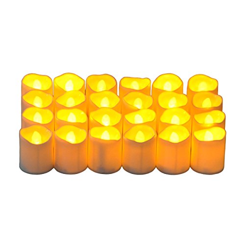 Seekingtag LED Candles Set of 24Battery Operated Flameless Tealight Candles For Wedding Party Decoration - 15 x 165 Yellow Flicering Flame LED Candles