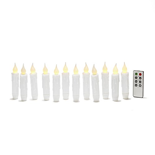 Set Of 12 Resin Drip 48&quot Taper Candle With Timer