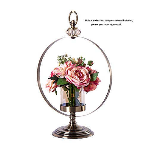 Candle stant 440460 Mm American Light Luxury Candlestick Metal Glass Vase Home Decoration European Style Dining Table Candle Holder Living Room Flower Arrangement Decoration 1SDSTTQ-1-08-1R