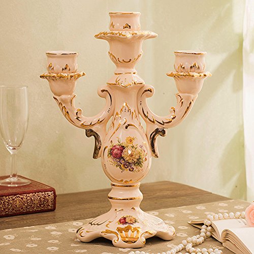 Dining Table Candle HolderEuropean Style Candlestick Holders Ceramic Coating Candlestick Holder Candlelight Dinner Decoration