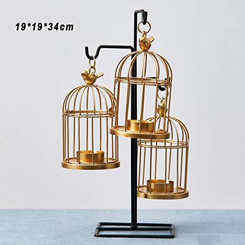 YIYIZHANG Fashion Light Luxury Metal Iron Art Birdcage Candlestick Personality Creative Household Dining Table Candle Holder Decoration Size  191934cm
