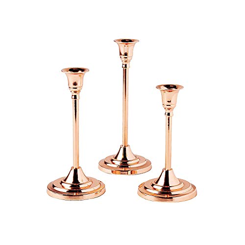 Fun Express - Copper Taper Candle Holder Set 3pc for Wedding - Home Decor - Candles and Candle Accessories - Candle Holders Accessories - Wedding - 3 Pieces