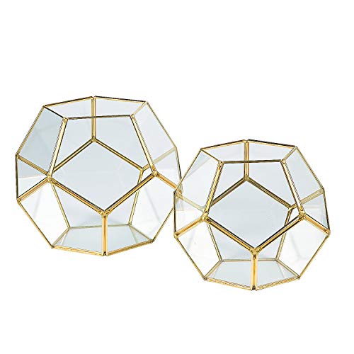 Fun Express - Gold Geometric Terrarium Set 2pc for Wedding - Home Decor - Candles and Candle Accessories - Candle Holders Accessories - Wedding - 2 Pieces