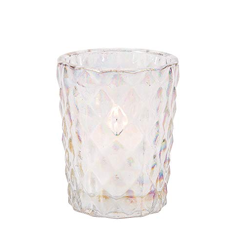 Fun Express - Iridescent Diamond Texture Candle Hldr for Wedding - Home Decor - Candles and Candle Accessories - Candle Holders Accessories - Wedding - 6 Pieces