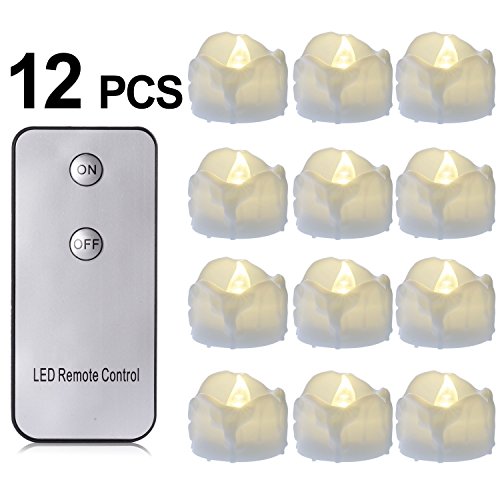 Battery Candles with Remote 12 Packs PChero Battery Operated Candle LED Unscented Flickering Flameless Tea Lights Last up to 48 hours Perfect for Birthday Wedding Party Home Decor - Warm White