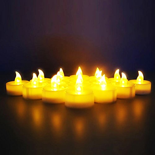 Novelty Place Longest Lasting Battery Operated Flickering Flameless LED Tea Light Candles Pack of 12