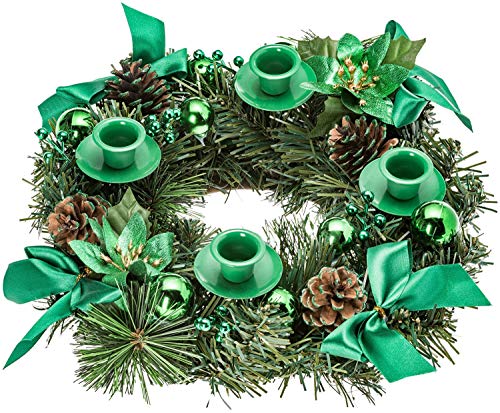 Christmas Advent Wreath -Green Berry Advent Season Centerpiece Candleholder ring Décor - Advent Candle and X-mas Candles Decorations - Advent Wreaths -Advent Calendar Decoration -Advent Gifts