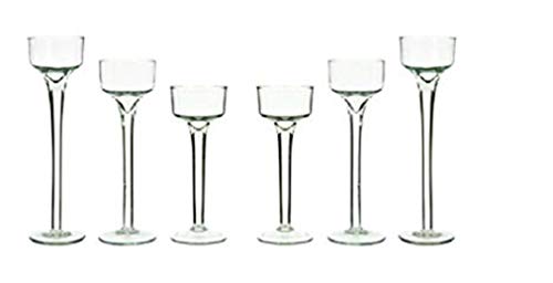 Lumin Essence Long Stem Glass Tealight Candleholders Home Decor Special Events Holidays Set of 6 - 2 45 inches and 2 55 inches and 2 65 inches by Lumin Essence