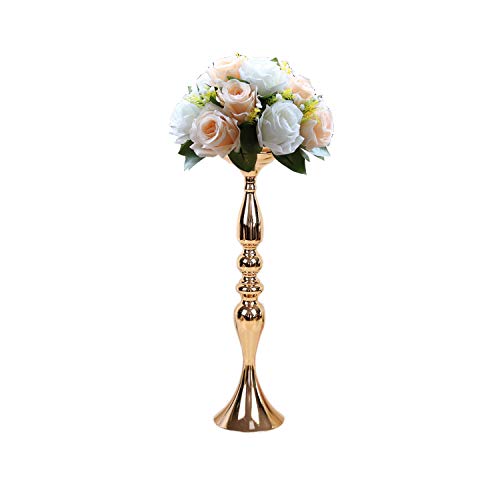 Proshopping 2 pcs Tall Metal Vase Centerpieces for Wedding Gold 2050cm Pillar Candle Holder Stand Decor Set Vintage Road Lead Flower Rack - for Wedding Party Dinner Event Centerpiece Table Decor