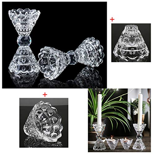Romantic Crystal Clear Candle Holder Hand Cut Crystal Tealight Holders Banquet Decorations for DinnerPack of 4