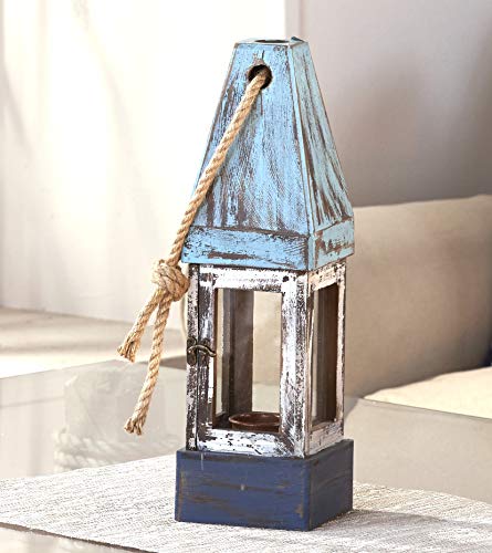 The Lakeside Collection Decorative Buoy Lantern Candleholder with Distressed Coastal Style