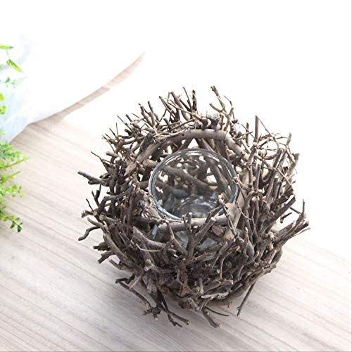 DOUYA Candle Holders Votive Holde for Table Glass Centerpieces，Birds Nest Styling Candlestick with Glass Candle Cup Christmas Decoration