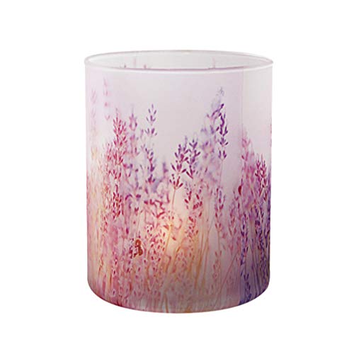 Uonlytech Candle Holders Glass Lavender Pattern Tealight Votive Cups Glass Candles Cup for Wedding Proposal Spa Aromatherapy Meditation