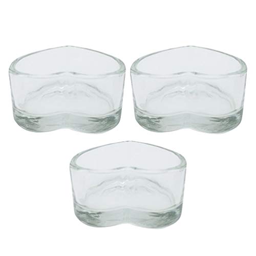 Uonlytech Glass Candle Cup Heart Shape Tealight Candle Holder Without Candle for Wedding Valentines Day