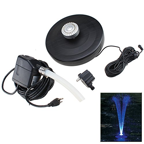 AGPtek Garden Pool Pond Floating Water Fountain with 48 LED Light Ring  2500LHour UL Water Pump Single Color - Blue