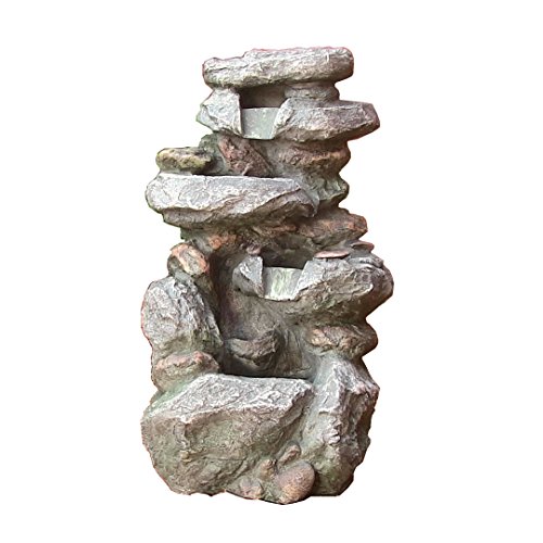 Sunnydaze Decor Rock Falls Outdoor Waterfall Fountain With Led Lights