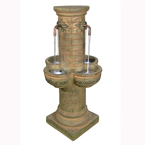 Sunnydaze Old World Roman Water Fountain With Led Lights 39 Inch Tall