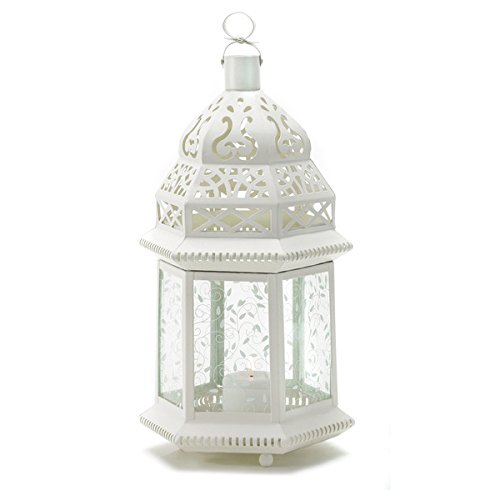 Large White Moroccan Outdoor Garden Candle Lantern