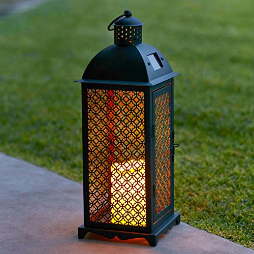 Moroccan Solar Powered Led Garden Flameless Candle Lantern
