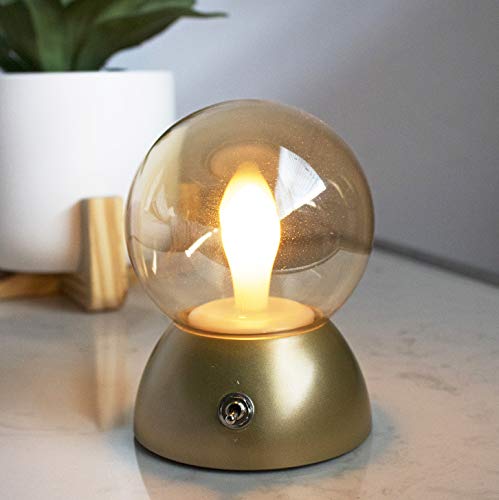 LuxLumi Flameless Iridescent Candle Bulb Night Light LED Rechargeable with Soothing Changing Colors for Bridal Baby Showers Christmas Mantel Dorm Thanksgiving Weddings Home Office Desk Decor Gold