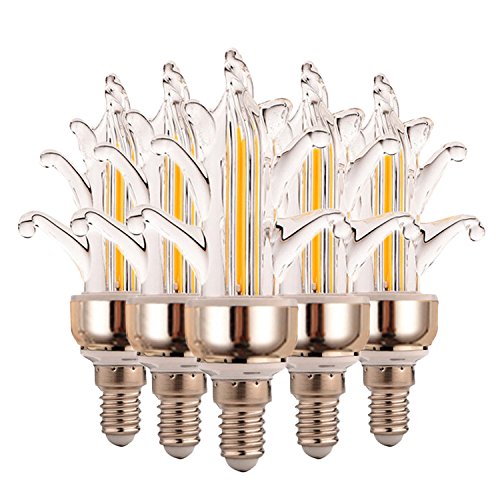 Super Bright E14 4Watts 300-400LMLED Cool Bulb Lamp Taillights New Ice LED Lighting Energy-saving New LED Candle Bulb AC 220-240V 5 Pack Lights LLHJDUS Size  Warm white