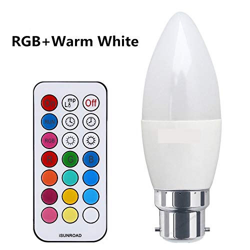 Leoie LED 85-265V 3W RGBW Bulb Candle Light Bulb Lamp with Remote Control for KTV Party Stage Decor RGB Warm White B22 C37