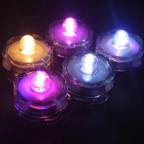IMAGE 12x LED Submersible Flameless Tealight Battery-Operated Candles lights for Wedding Christmas Thanksgiving Party Events Home Decor Floral RGB Color Changing