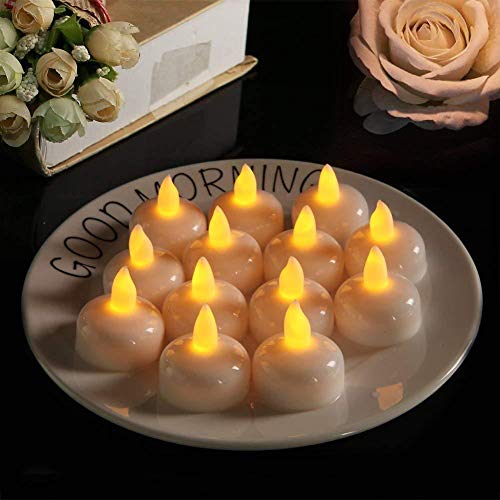 QYRL Pack of 24 Floating Led Candles Waterproof Tea Lights Romantic Flashing Battery Powered Ideal for Pool Party Wedding Birthday Gifts and Home DecorationB