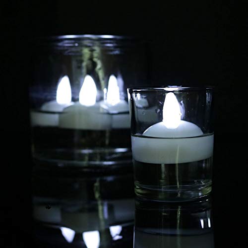 QYRL Pack of 24 Floating Led Candles Waterproof Tea Lights Romantic Flashing Battery Powered Ideal for Pool Party Wedding Birthday Gifts and Home DecorationC