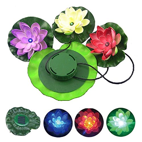 Solar Powered Floating Lotus Led Light - Exqline Garden Pond Pool Fountain Decoration Esl003 Lotus