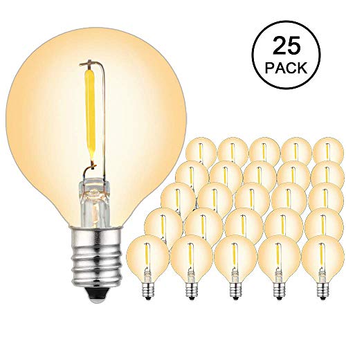 BRIMAX G40 LED Replacement Bulbs E12 Globe Small Base Bulb for Patio String Lights 5w7w Equivalent 1W 2200K Soft Romantic Environment for Wedding Cafe Bistro Lights 25pack Renewed