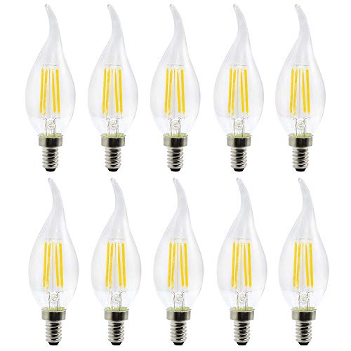 Energy saving lamp Office Or Habitation Use Etc（10 Pack） Exhibition E12 LED Bulb Filament Bulb LED Candle Lamp 4W Eq Replacement 35W Halogen Lamp AC 110-130V Vintage COB LED Light Desirable For Pub