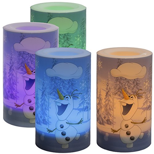 Disney 4 Pack Frozen Color Changing LED Flameless Candles Unscented Flickering Set Decorative