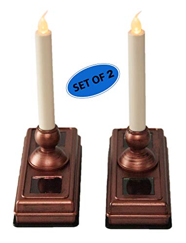 HOME-X Decorative Flameless Candles Solar-Powered LED Lights Home Decor Set of 2
