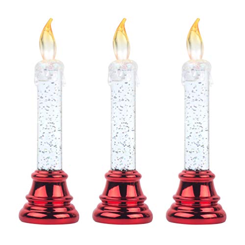 Uonlytech 3Pcs LED Snowflake Candles Electronic Scallion Decorative Flameless Candles Long Rod Candle Lights for Halloween Party
