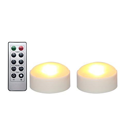 Yinchi Battery Operated LED Pumpkin Lights with Remote and Timer Bright Realistic Flickering Decorative Flameless Candles for Jack-O-Lantern Pumpkin Decor Party Decorations White Color 2 Pack