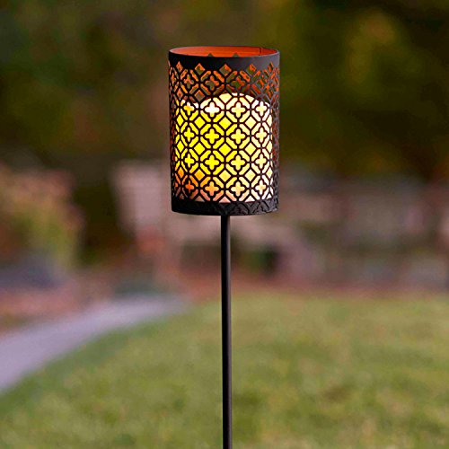 Moroccan Battery Operated Flameless LED Candle Lantern Garden Stake Light